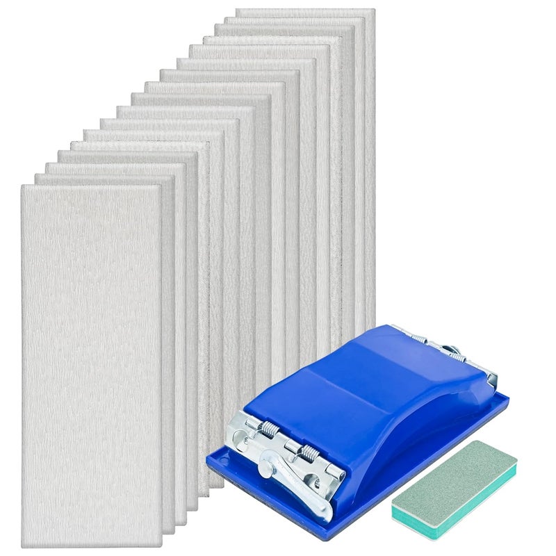 VRKET Dry Sandpaper Set,45 Sheets of 120 to 1000 Grit Sandpaper with Sanding Block Sander for Wood Furniture Finishing Metal Automotive Sanding Polishing - Image 1